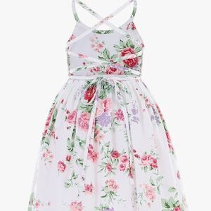 Somlatrecy Girls Floral Party Open Back Lace Up Dress: NWT SZ12(11-12years) Cute